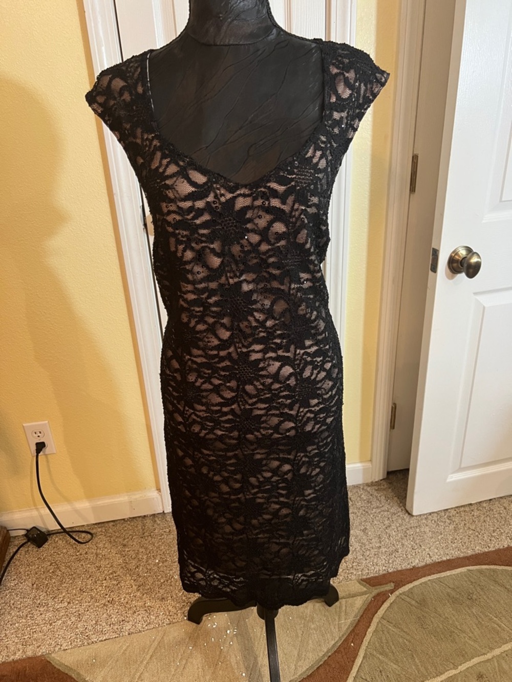 Tiana B. Black Lace Midi Dress